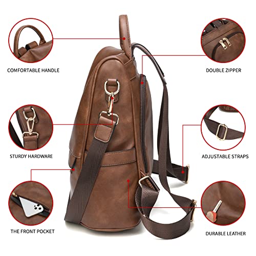 Image of CHERUTY Women Backpack Purse PU Leather Anti-theft Casual Shoulder Bag Fashion Ladies Satchel Bags
