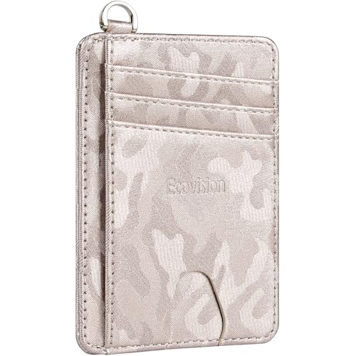 Image of Slim Minimalist Front Pocket Wallet, RFID Blocking Credit Card Holder Wallet with Detachable D-Shackle for Men Women