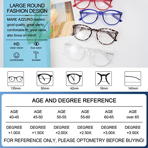 Image of MARE AZZURO Round Reading Glasses 5.0 with Spring Hinge Fashion Readers for Women 500