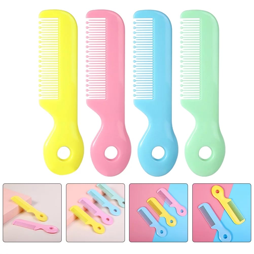 4Pcs Random Color Round Tip Bristles Baby Cute Comb Grooming For Sensitive Scalp Skin, for Nursery Newborn Infant Girl Boy Comb ? Baby Grooming and Health ?Baby Care