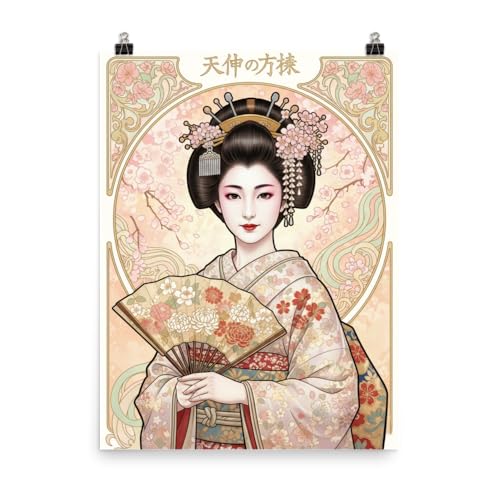 Póster de geisha japonesa de estilo Art Nouveau, el regalo de decoración vintage ideal de 18x24
