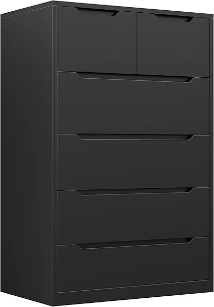 Romorgniz 6 Drawer Dresser for Bedrom,Tall Black Chest of Drawers for Bedroom, Hallway, Modern 43.2" H X 27.6" W X15.6 D