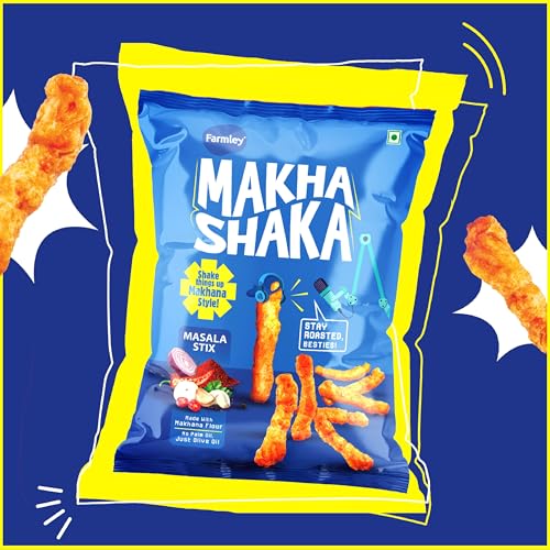 Image of Farmley Makha Shaka Masala Stix Farmley Pillow Pouch 33 g I Healthy Snacks | Namkeen Snacks I Puffed Snacks | Roasted in Olive Oi