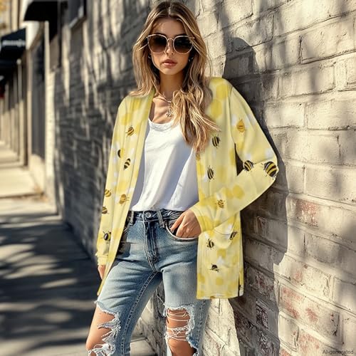 Image of Forchrinse Red Ladybug Cardigan for Women Causal Long Sleeve Open Front Cardigans Sweater Fashion 2024 Fall Coat with Pockets