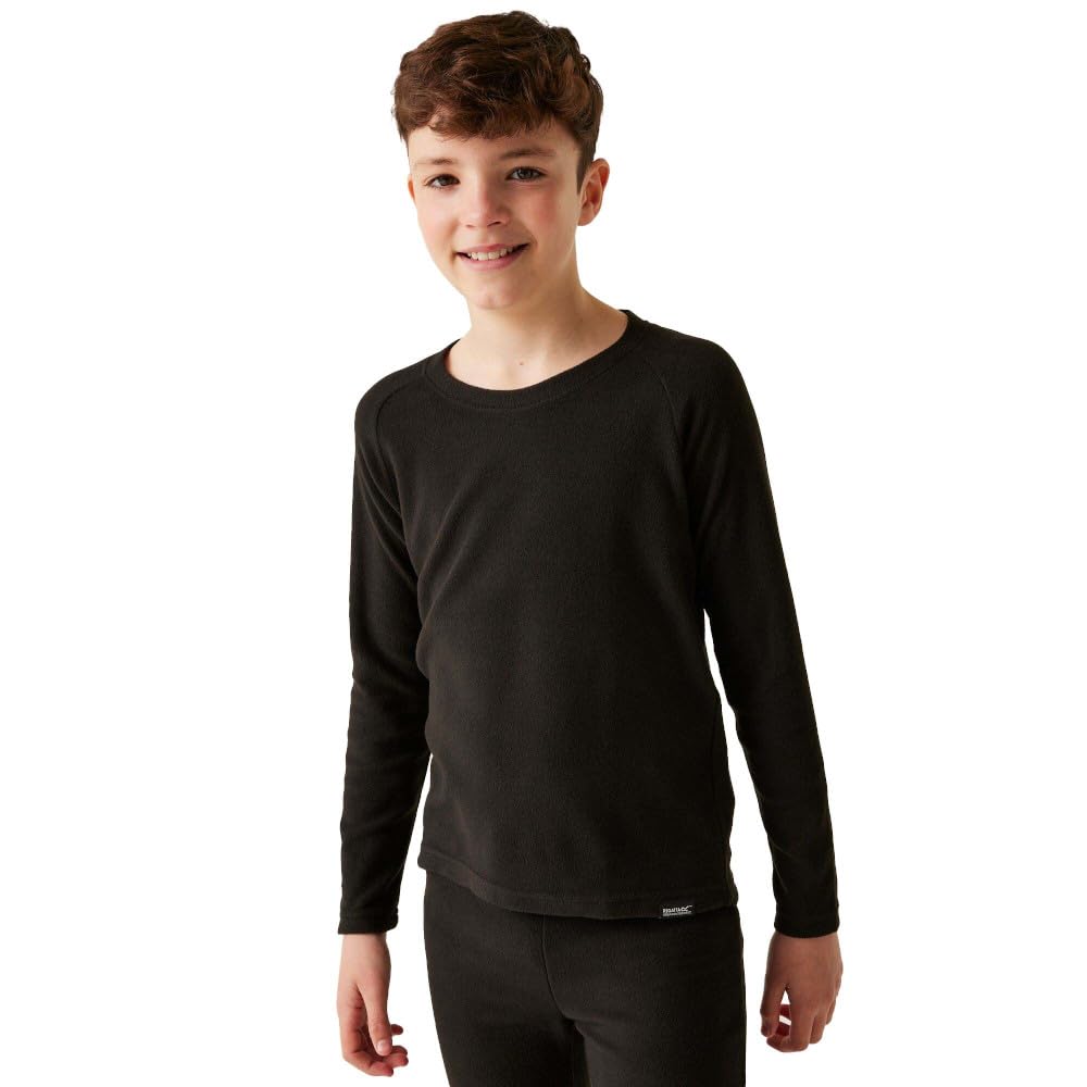 Regatta Kids Thermal Long Sleeve Crew Neck Baselayer Top - Black - 7-8Y