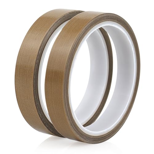 BOMEI PACK Ruban Adhésif en Téflon PTFE Haute Température 33ft pour Machine à Sceller Sous Vide, Scelleuses à Impulsion Manuelle, Isolation en Fibre de Verre (18mm*10m 2R)