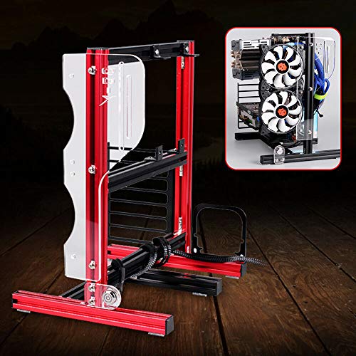 Gabinete de prueba abierto CNCEST para PC: compatible con ITX/ATX/Micro-ATX, soporte para refrigeración por agua y aire, estructura de aluminio y acrílico, color rojo miniatura 6
