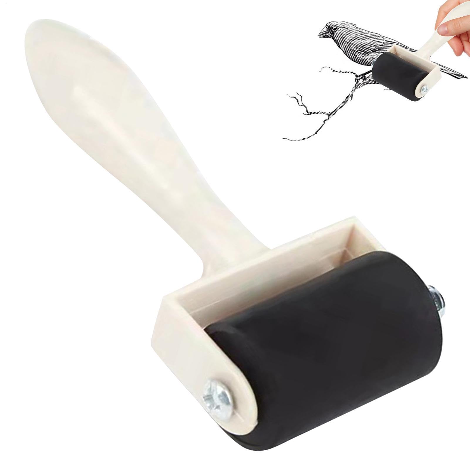 Rouleau Colle - Rouleau Papier Peint Manche Bois | Pinceau et Applicateur d'encre pour Scrapbooking, Impression, Papier et Création