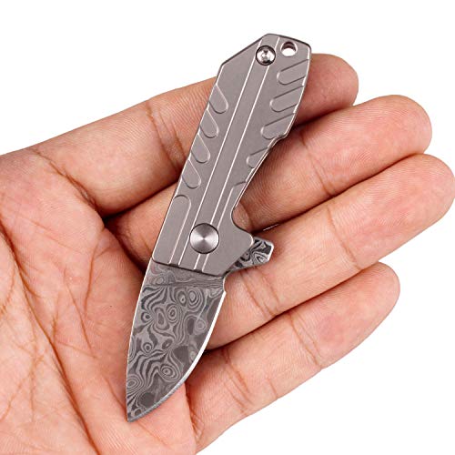 Samior HY006 Small Damascus Pocket Flipper Knife, 1.3