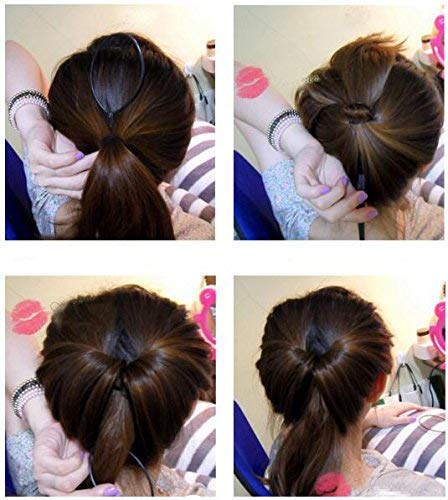 4Pcs Plastic Hair Styling Set Dish Hair Comb Hair Style Design Tools Hair Loop Braid Kits Accessories Ponytail Maker Hair Ties Clip Hairpin Diy Hair Styling For Women And Girls (Black) #TOP4