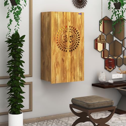 Image of Anikaa Spirit Engineered Wood LED Light Wall Temple Puja Stand Pooja Modern Designe Temple Mandir for Office & Home Decoration - Giantwood (D.I.Y - Do-It-Yourself)