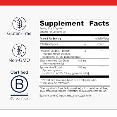 Metagenics Fenugreek Plus - Supports Healthy Metabolism* - Vegetarian Herbal Support - with Bitter Melon & Gymnema Extract - Non-GMO & Gluten-Free - 60 Capsules