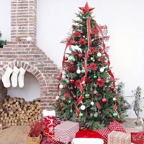 Christmas Balls Ornaments -36pcs Shatterproof Christmas Tree Decorations with Hanging Loop for Xmas Tree Wedding Holiday Party Home Decor,6 Styles in 3 Sizes(Red) - image 6