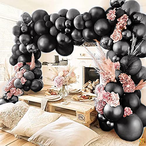 Image of ITAF Black Metallic Finish Shiny Balloons For Birthday /Anniversary /Engagement /Wedding /Baby Shower /Farewell /Any Special Event Theme Party Decoration - Pack of 50