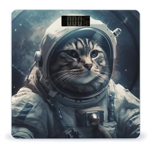 Báscula digital corporal Astronaut Cat in Space de alta precisión miniatura 1