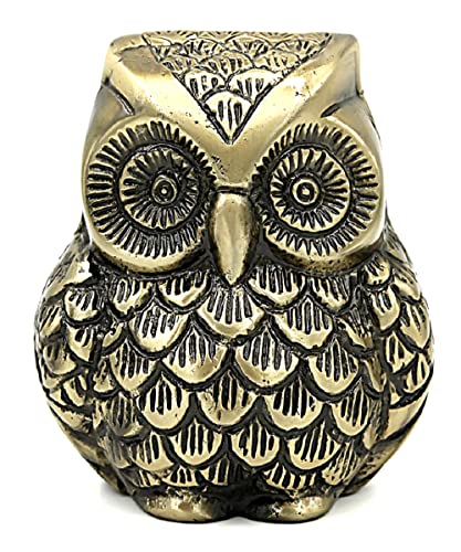 Image of ARTSMART Metal Handicraft Owl Showpiece for Home Decor Decorative Figurine Owl Statue Vastu Gift Item - Brass Finish
