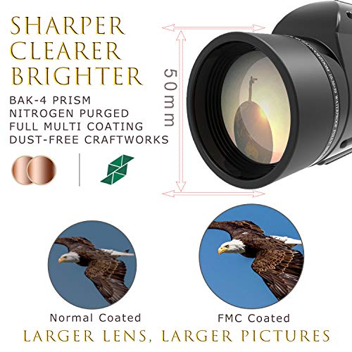 Emarth High Power 10-30X50 Zoom Monocular Telescope BAK4 Prism Waterproof Fog Proof Men Gifts for Bird Watching Camping Hunting Wildlife Traveling - Thumbnail 4