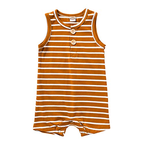 Image of Cecobora Infant Newborn Baby Boys Girls Cotton Linen Romper Summer Jumpsuit Sleeveless Overalls Clothing Set