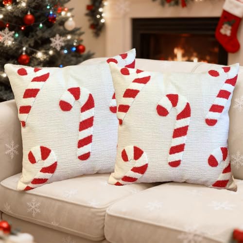 KERANEET Weihnachtskissenbezug 45x45 cm Weihnachtsdeko 2 Stück...