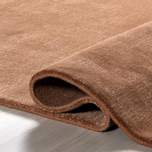 Image of Nuloom Speckled Brick Solid Flatweave Wool Area Rug, 4' x 6' | Nuloom Speckled Solid 4' x 6' Wool Area Rug for Living Room Bedroom Dining Room, Brick