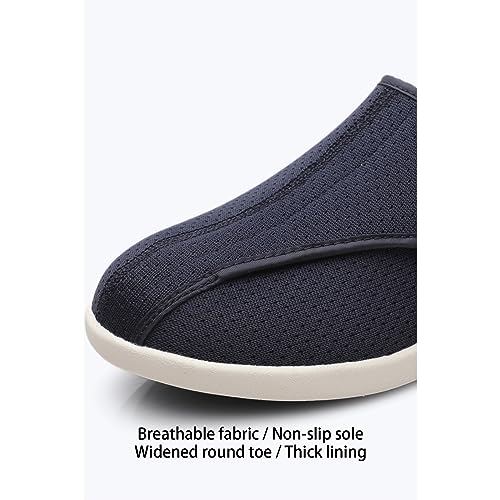 Sapatos femininos de largura extra larga para diabéticos, leve, respirável, ajustável, edema de idos