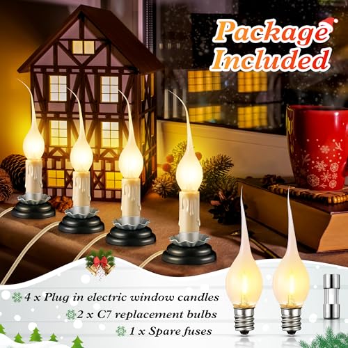 Enhon-4-Pack-3-in-Rustic-Country-Candle-Light-with-Replacement-LED-Light-Bulbs-UL-Certification-Electric-Christmas-Window-Candles-Light-with-OnOff-Switch-06W-C7-Candlestick-Lamp-5Ft-Cord Enhon 4 Pack 3 in Rustic Country Candle Light with Replacement LED Light Bulbs UL Certification Electric Christmas Window Candles Light with OnOff Switch 06W C7 Candlestick Lamp 5Ft Cord