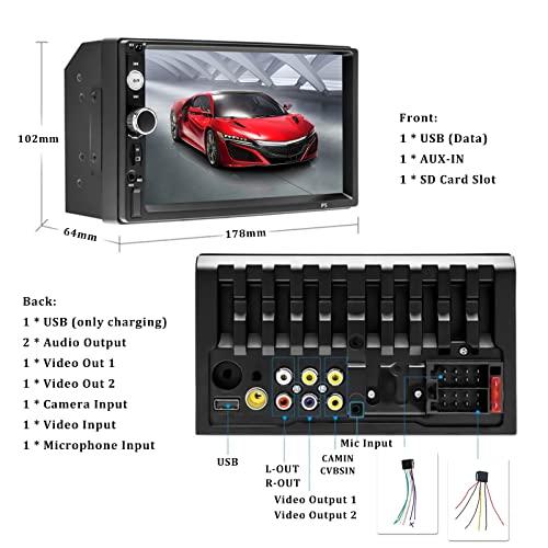 CAMECHO 7 Inch HD Touchscreen Autoradio met Bluetooth en Handsfree Functie - Afbeelding 3