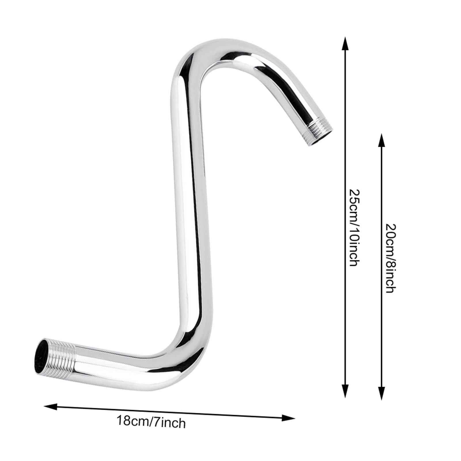 S-vorm draaibare douche-verlengarm, hoogbouw douchekop verlengarm met flens, standaard 1/2 inch aansluiting badkameraccessoire (chroom