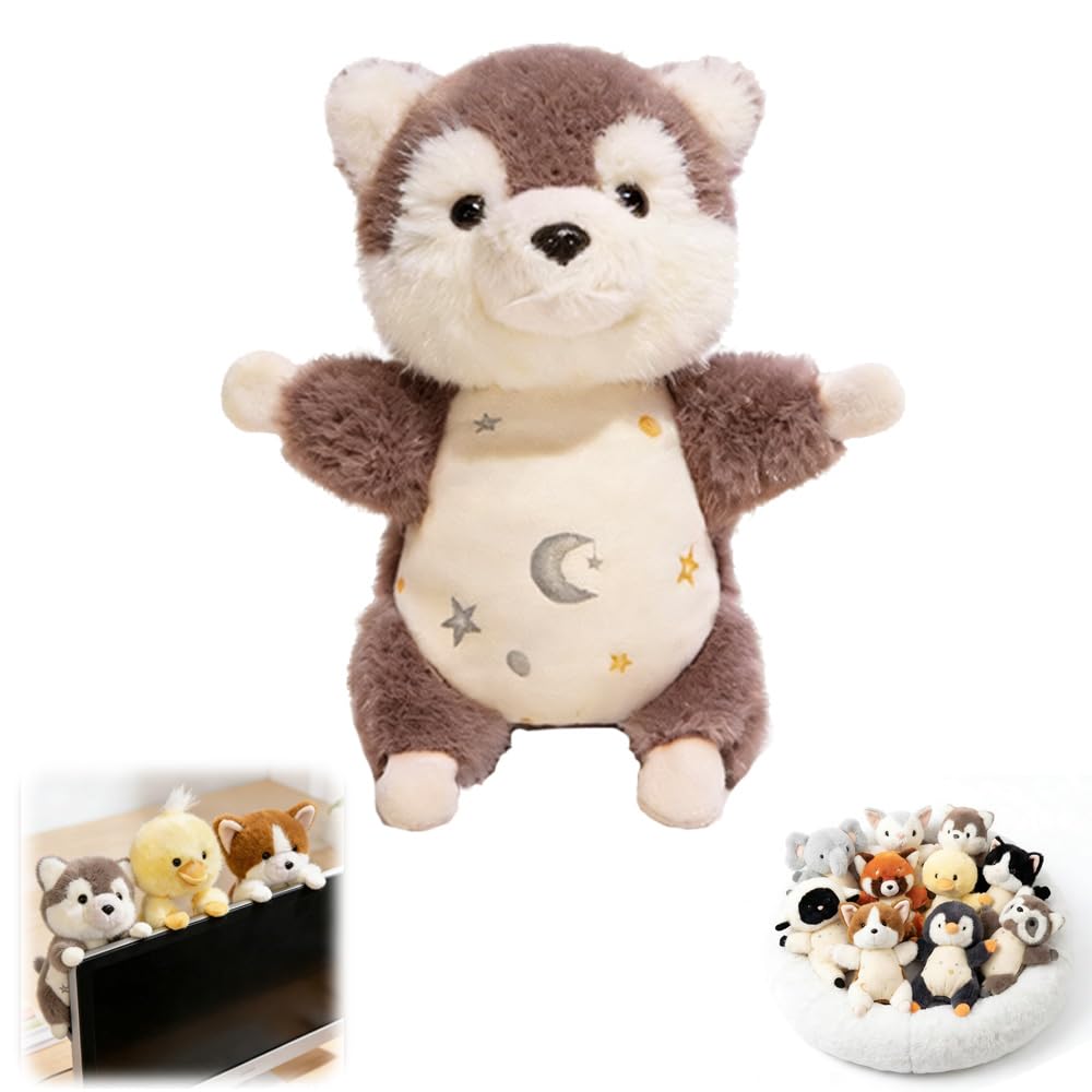 Nuyiac Magnetic Animals Plush Toy, Weighted Cute Animal Doll, Use as Fridge Magnet, Curtain Tieback or Home Decor (Husky)
