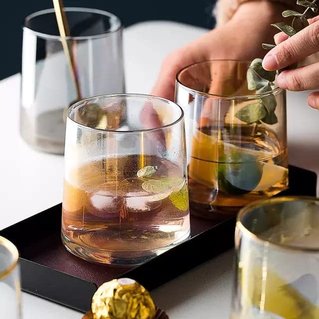 Image of PrimeWorld Luxurious Amber Classic Water & Juice Glass-250ml Set of 6pieces Drinking Glass for Water, Juice, Mojito, Cocktail, Soft Drinks, iced Tea | Perfect for Home, Parties and Restaurants
