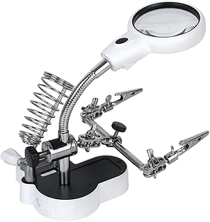 mlogiroa Helping Hands with 4.5X 11X Magnifying Glass with Dual Alligator Clips Adjustable for Soldering Crafting and Inspecting Micro Objects
