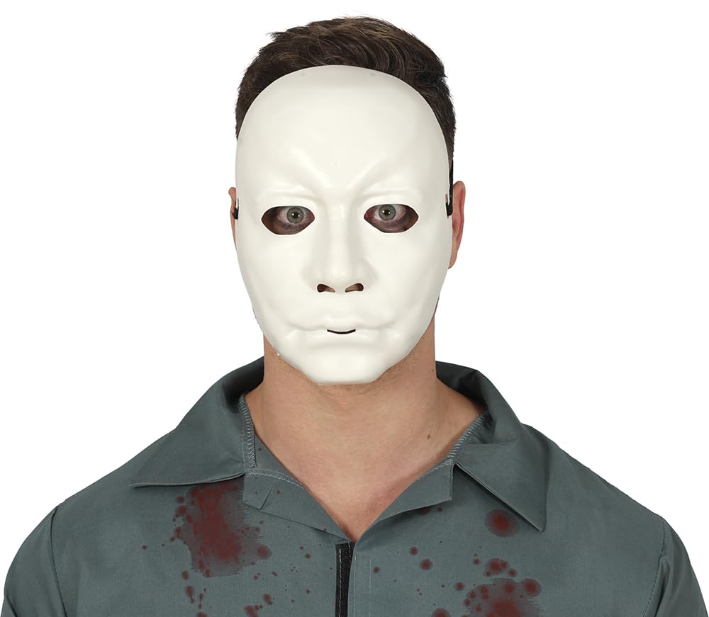 FIESTAS GUIRCA | Máscara de Hombre Blanco PVC - Accesorio de Disfraz para Halloween y Fiestas de Miedo - Ideal para Adulto Unisex - Blanco