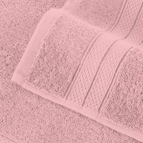 Image of Elegant Comfort Three Line Popcorn Towel Set for Bathroom 27 x 54 inches, Premium Hotel Quality 2-Pack Bath Towels, 100% Turkish Cotton, Soft and Durable, Quick Dry and Highly Absorbent, Dusty Pink