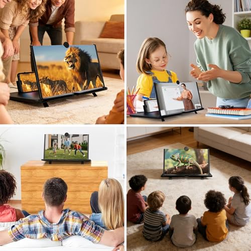 Lupa de pantalla para móvil de 20 pulgadas y soporte plegable negro 6