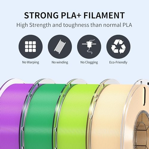 Image of RAMBERY PLA+ 3D Printer Filament Bundle 4KG, Toughness Upgraded 1.75MM 3D Printing Filament Fit Most FDM Printers，Purple /Green /Bright Green /Skin Color，1KG X 4 Spools