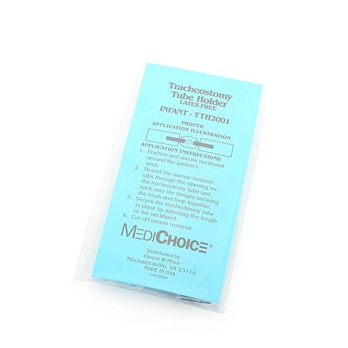 Vista 2 de MediChoice Soportes para tubos de traqueotomía, con cierre de gancho y bucle, infantil, 1314TTH2001 (caja de 10)