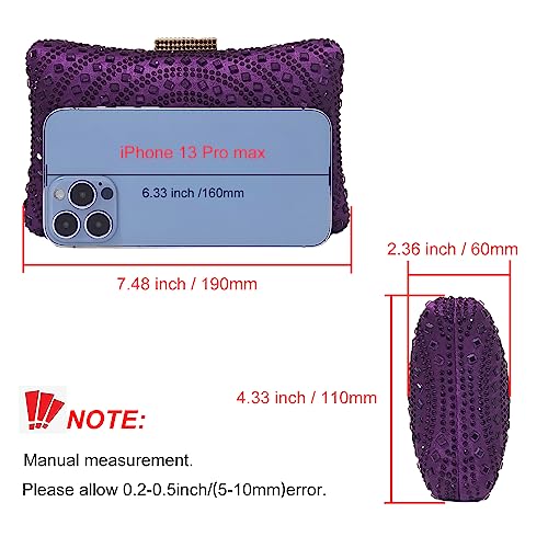 Image of Crystal Box Clutch Rhinestone Handbags For Women Party Purse Wedding Evening Bag