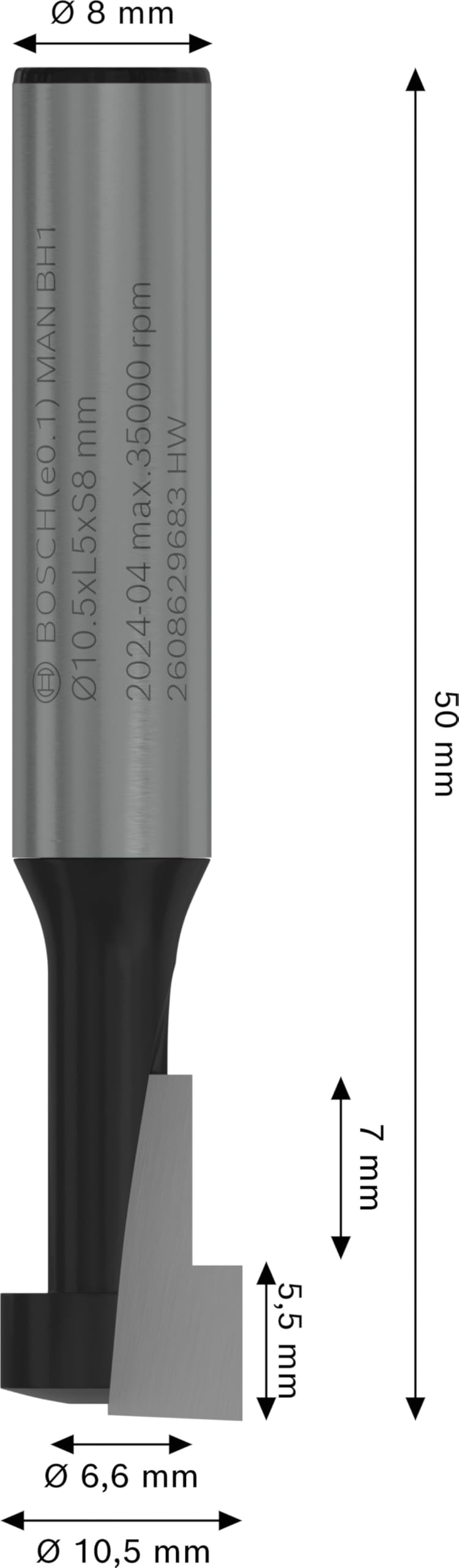Image secondaire de Fraise à Rainurer Bosch PRO pour Défonceuse - Ø 6,6 mm