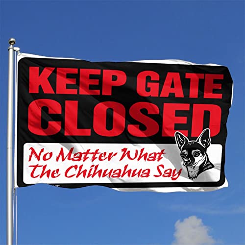 Drapeau d'hiver Keep Gate Closed Chihuahua grand format 152x244 pour maison - 2