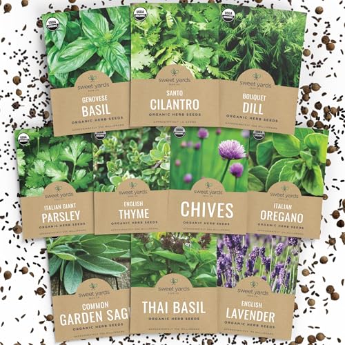 Organic Herb Seeds Variety Pack - 10 Individual Packs -...
