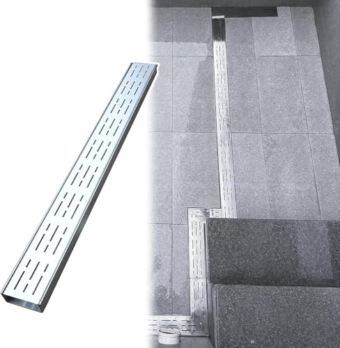 Cubierta De Drenaje De Acero Inoxidable De Rejilla De Alcantarillado, Sistema De Drenaje De Ranura De 1M De Largo Para Reducir La Acumulación De Agua, Drenaje Del Canal De Z(Size:10x4cm(3.9x1.57inch))