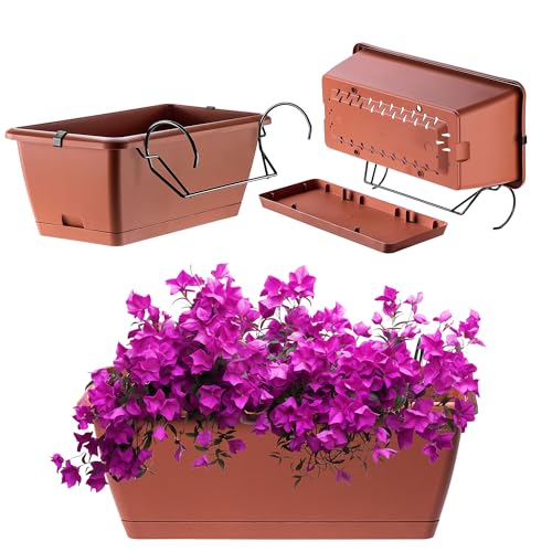 KADAX Blumenkasten 40 cm Terracotta – Pflanzkasten aus Kunststoff, wetterfest und robust, ideal für Balkon, Terrasse und Fensterbank