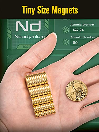 Smartake Small Magnet Rare Earth Magnets 5 Sizes 60Pcs, Tiny Neodymium Disc Magnets Multiuse For Fridge, Office, Whiteboard, Crafts, Diy Hobbies, Kitchen, Science, Billboard, Round Magnets Gold #TOP6
