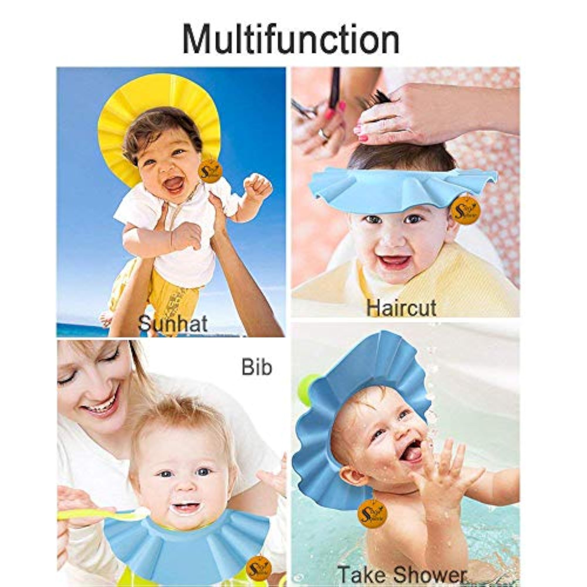 Adjustable Baby Shower Cap with Ear Protector, Pack of 2