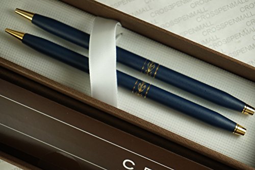 Cross Century Classic Made in USA Matte Blue and 14KT Gold Appointments Ladies Line Pen and 0.5mm Pencil Set