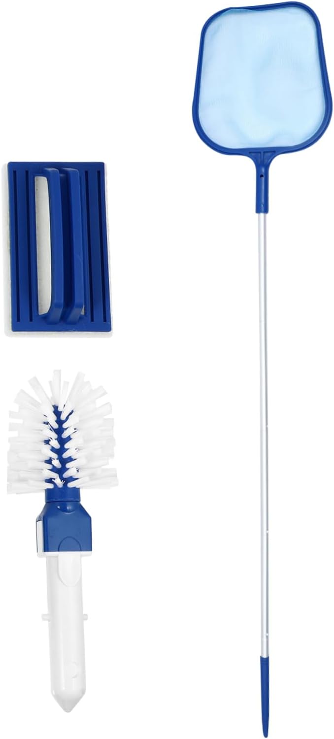 VICASKY 1Set Pool Skimmer Kit with Fine Mesh Net and Section Pole Efficient Swimming Pool Cleaning Tool for Leaf Raking and Debris Removal Suitable for Above and Inground Pools