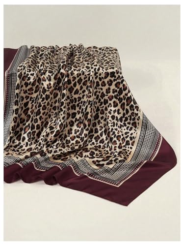Floerns Women's Retro Silk Bandana Leopard Print Headscarf Boho Square Hair Scarf4