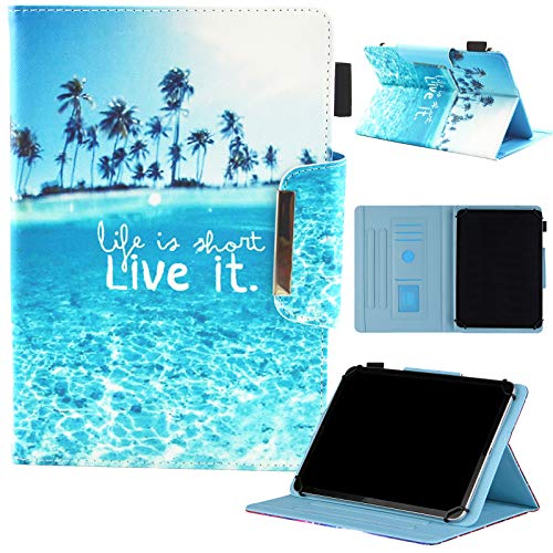 Universal Case for 8 inch Tablet, Universal 8.0 inch Tablet Case, Dluggs PU Leather Stand Wallet Case Cover for All 7.5 - 8.5 Inch Tablet Tablet, Beach