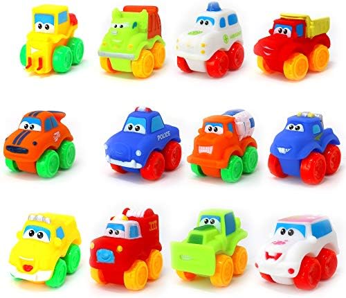 Big Mo's Toys Baby Cars - Soft Rubber Toy Vehicles for Babies and Toddlers - 12 Pieces