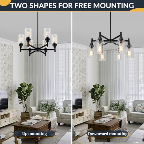 Industrial Black Chandelier – 6 Light Farmhouse Dining Fixture - Image 6